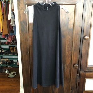 Smell the Roses Black High Neck Suede Dress Size S